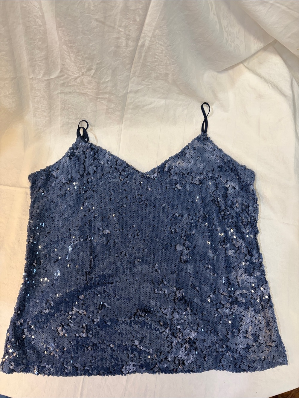DKNY Navy Sequin Bandeau Cami with Spaghetti Straps